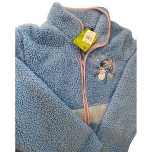 Disney Stitch Zip Front Robe Womens Size Medium Fleece Blue Pink New With‎ Tags